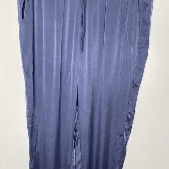 Skin World Wide Silk Pajama Pants Blue 4 XL Elastic Pockets Drawstring jogger - Picture 3 of 10